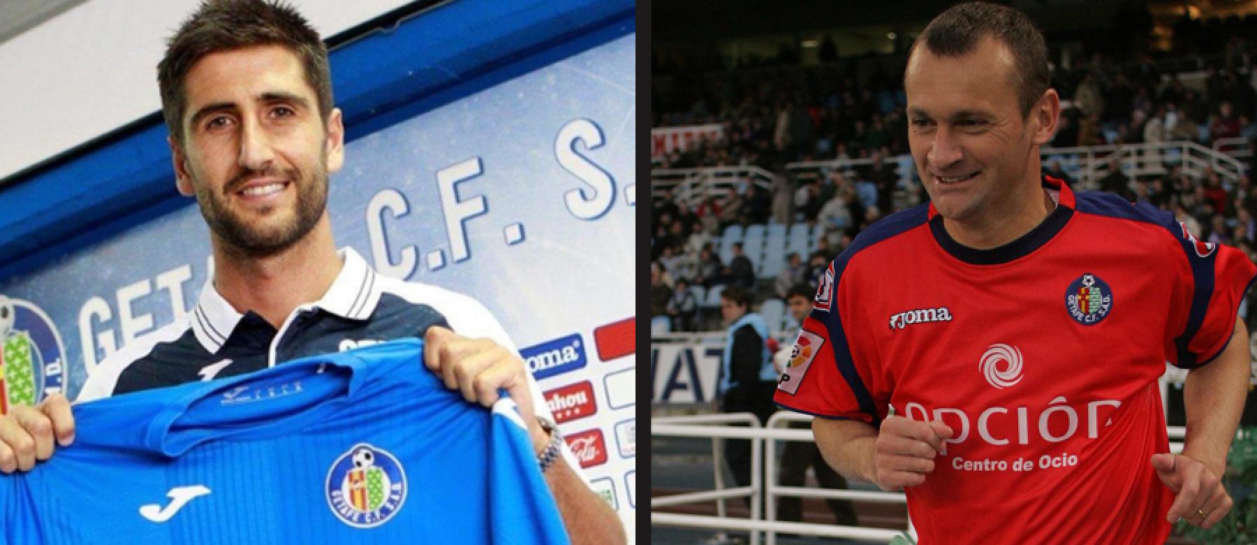 Markel, en su presentación como nuevo jugador del Getafe, y Gica en Anoeta con el Getafe.