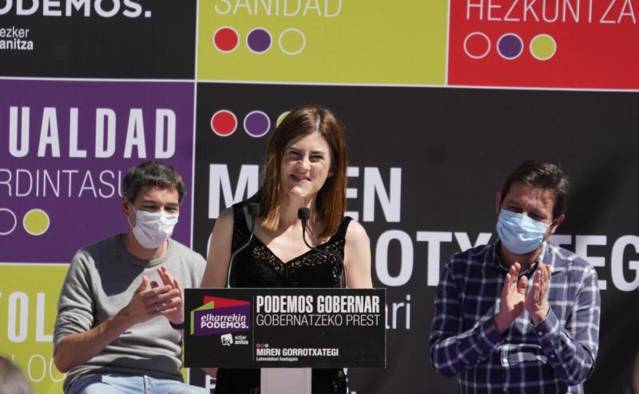 Miren Gorrotxategi este sábado en acto de campaña. 