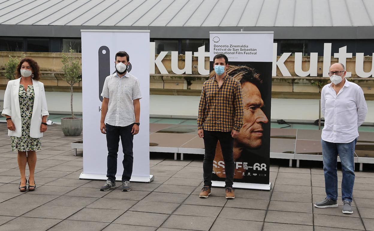 Ainhoa Arruabarrena, Imanol Rayo, David Pérez Sañudo y José Luis Rebordinos, en la presentación de las películas que optan al premio Kutxabank-New Directors.