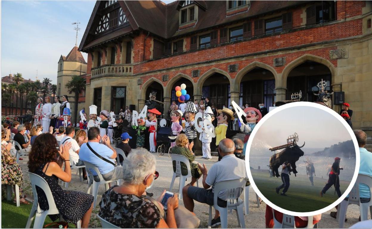 Fin de fiesta con todos los participantes frente al Palacio de Miramar. 