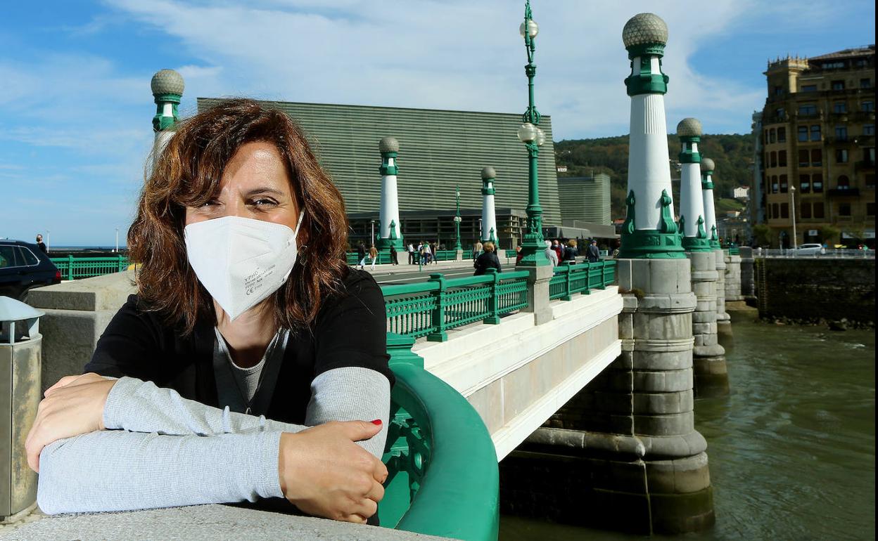 Judith Francisco, ayer en el puente del Kursaal.