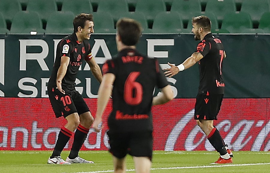 La Real se ha ido al descanso con ventaja en el marcador gracias al gol de Portu en el minuto 43