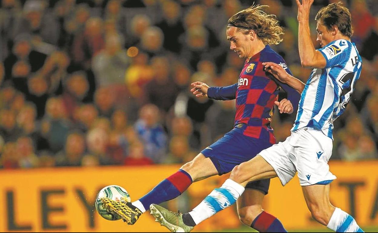 Griezmann y Le Normand, en el duelo en el Camp Nou. Los dos pupilos de Olhats frente a frente.