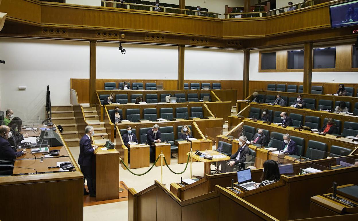 Un momento de la sesión en el Parlamento Vasco. 