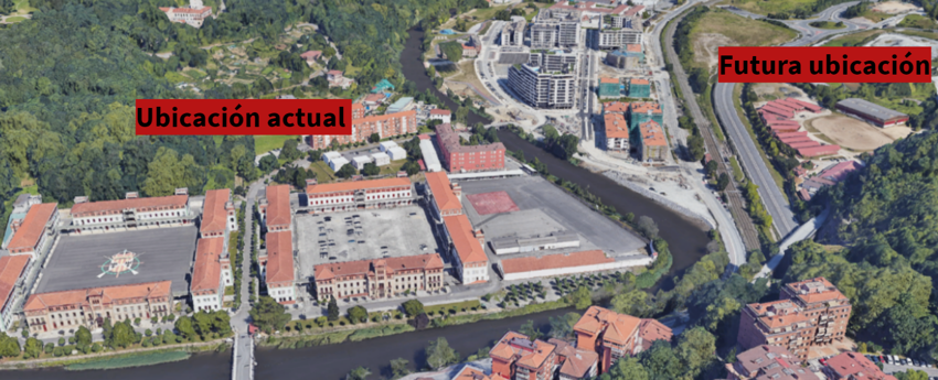 Imagen aérea la ubicación actual de los cuarteles y de la futura localización