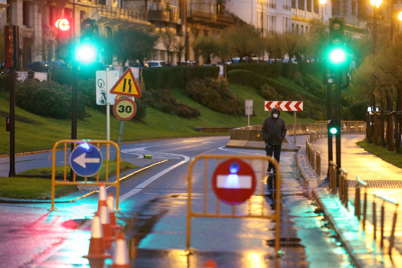 Corte al tráfico del paseo de La Concha. 