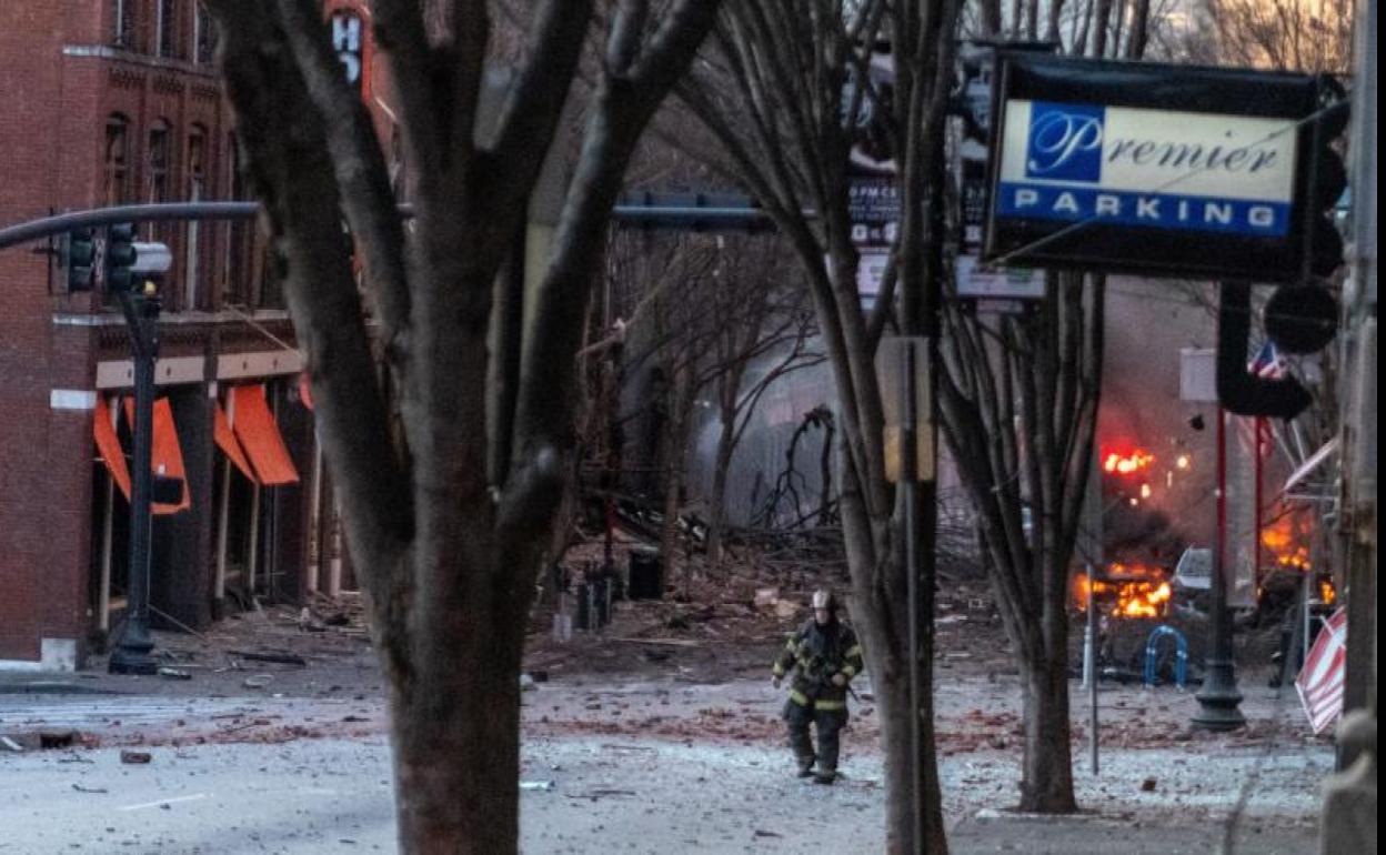 Imagen de la zona tras la potente explosión.