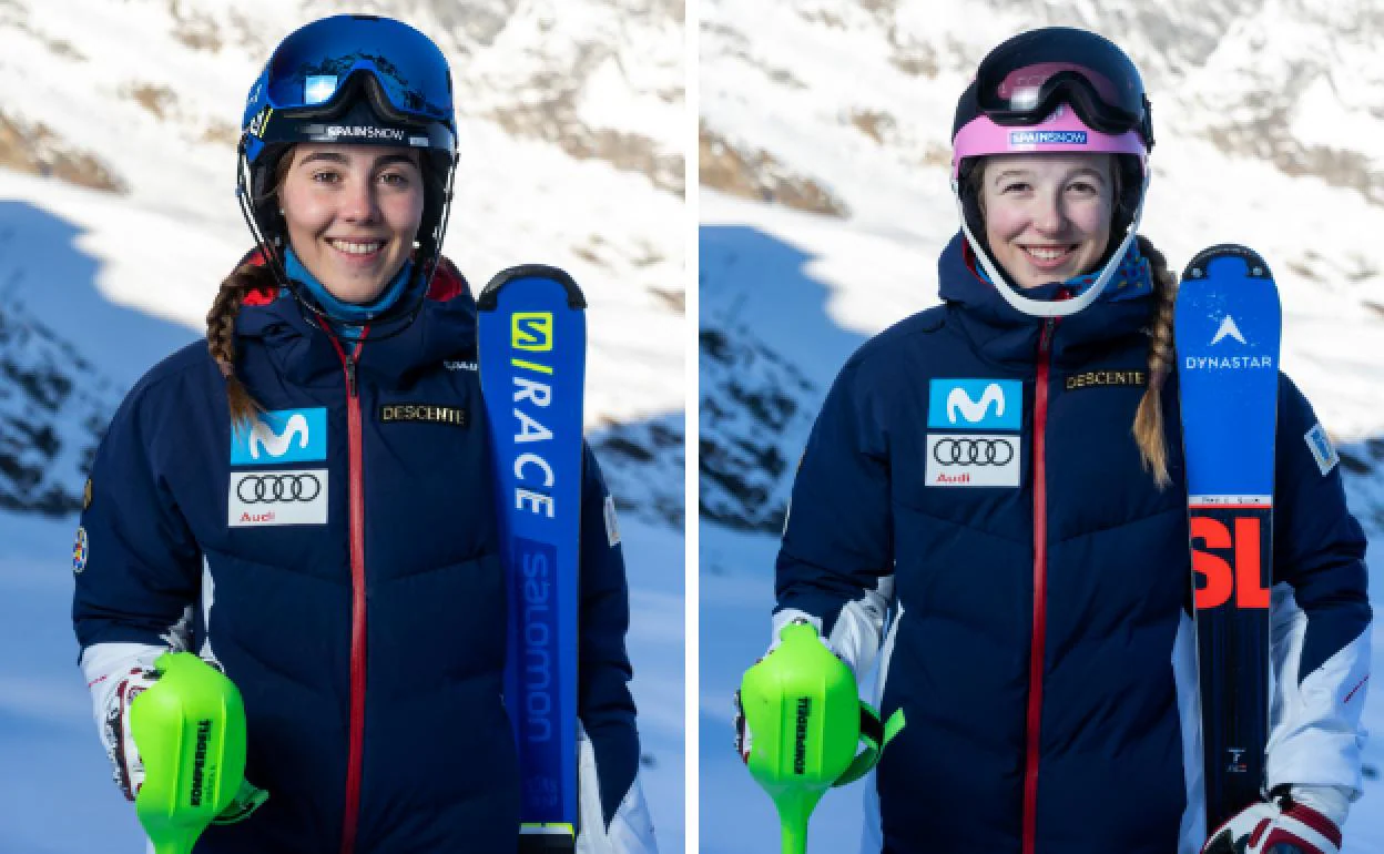 Arrietta y June, posando en la nieve con sus uniformes de la selección.