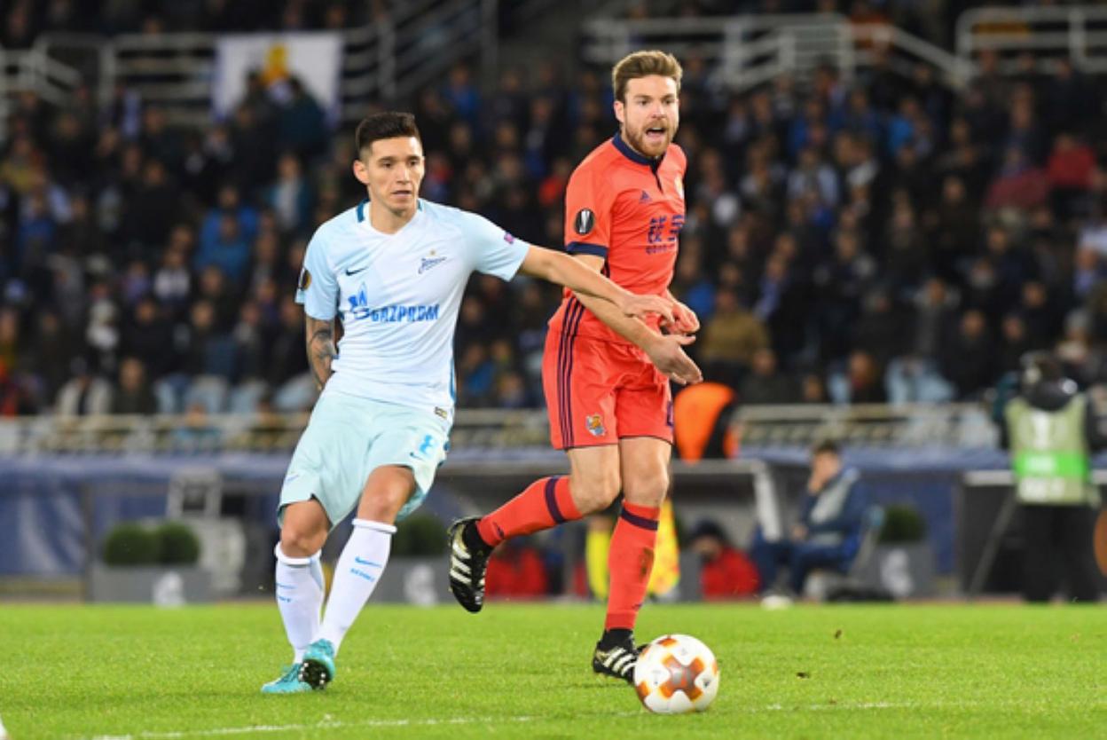 Contra el Zenit. No jugó la Champions con la Real, pero sí la Europa League. 