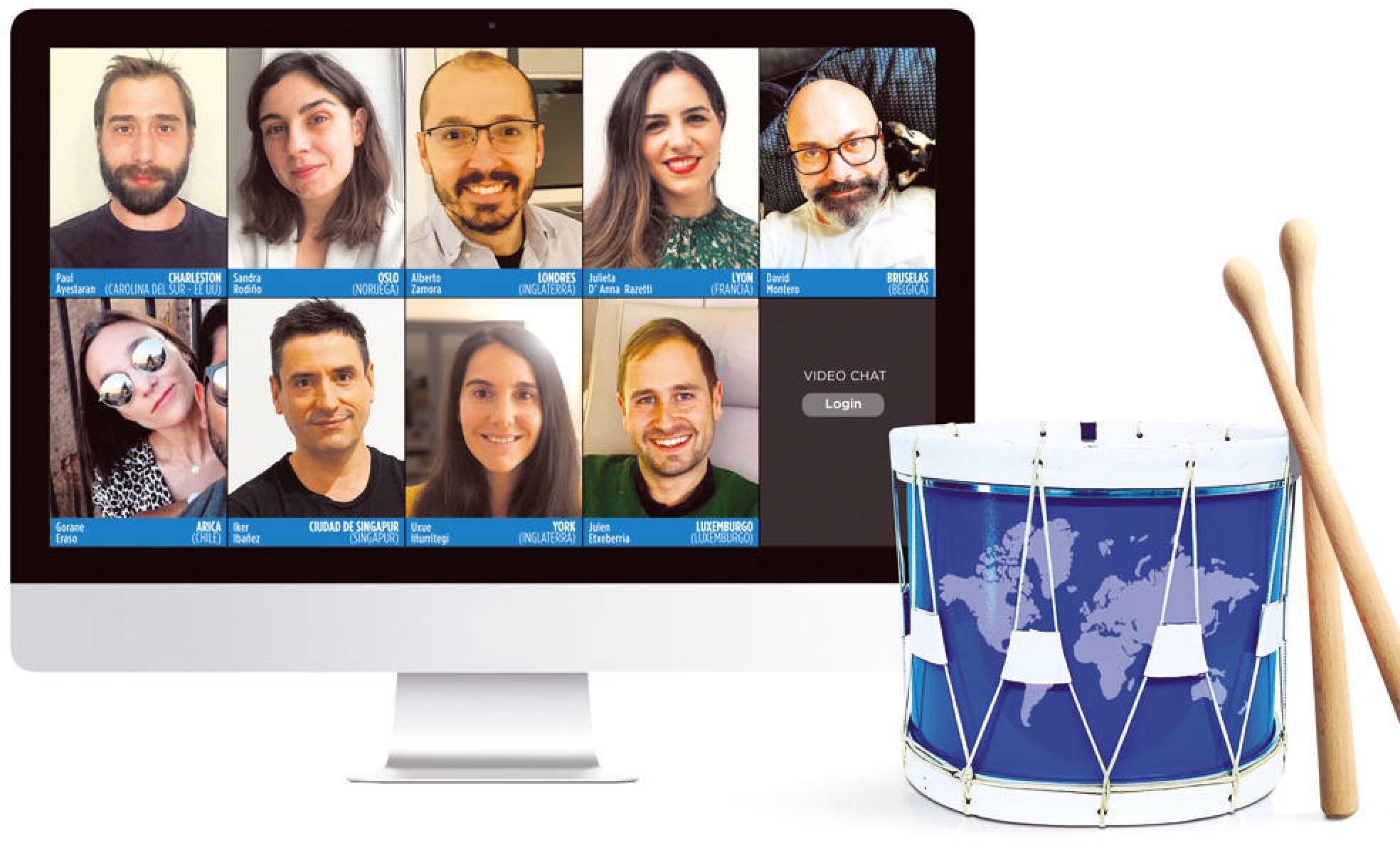 Las nuevas tecnologías se han convertido en un aliado indispensable para donostiarras que viven en el extranjero y quieren seguir la Tamborrada