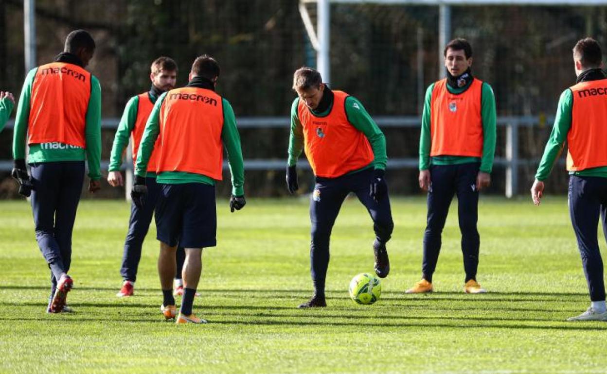 Imagen de archivo de la Real entrenando en Zubieta. 