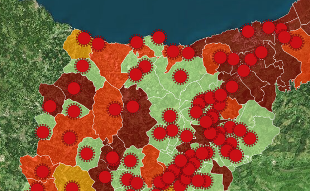 Gráfico. Consulta la incidencia del Covid-19 en cada localidad de Gipuzkoa