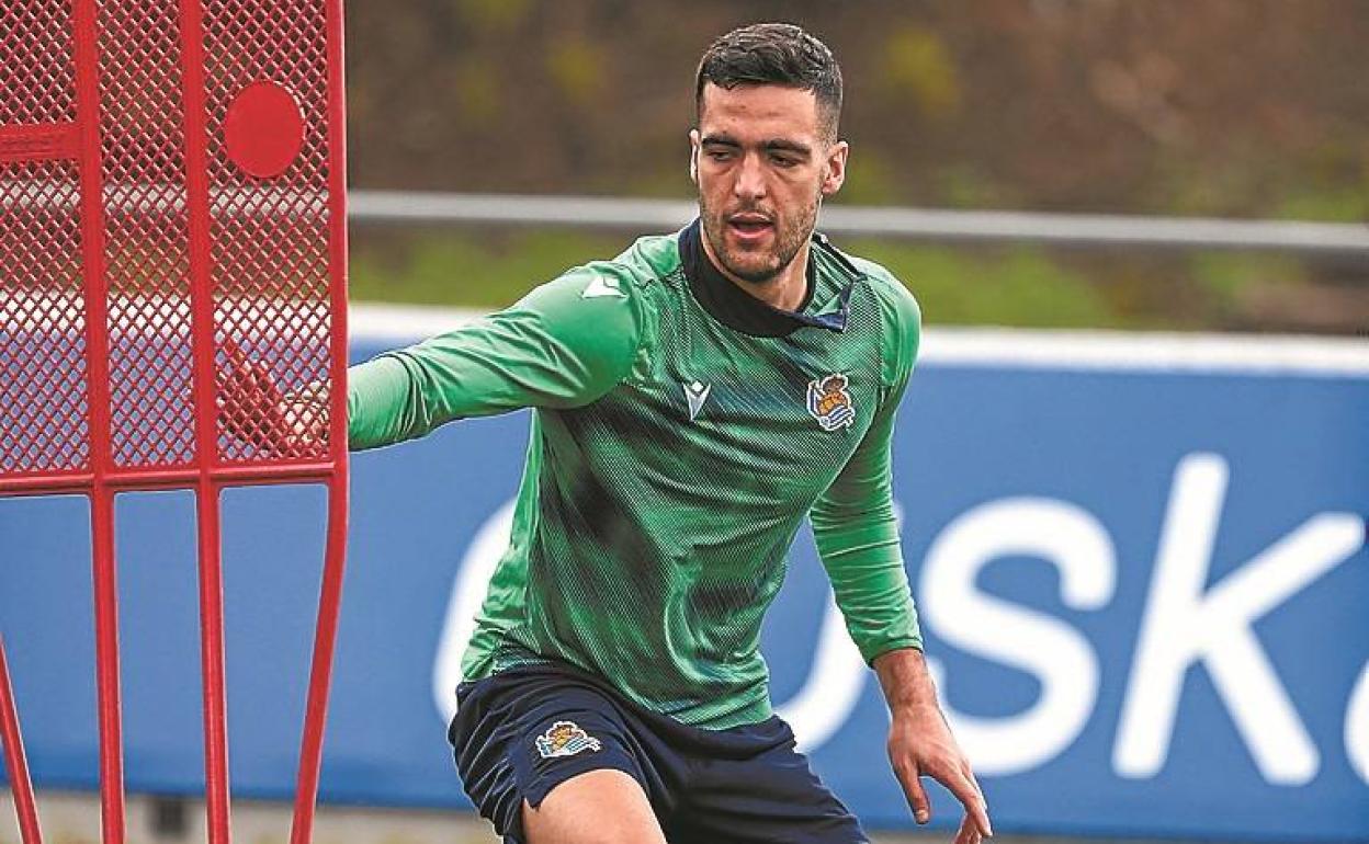 Merino, en un ejercicio en el último entrenamiento de ayer.