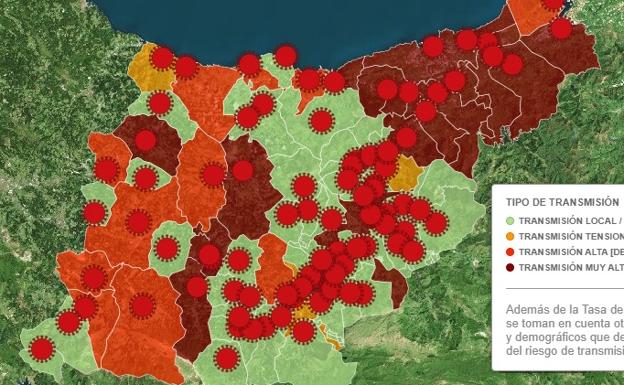 Gráfico. Consulta la incidencia del Covid en cada localidad de Gipuzkoa.