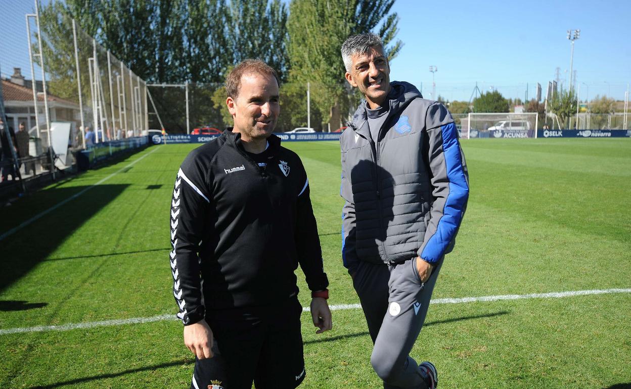 Jagoba Arrasate, con Imanol Alguacil en Tajonar