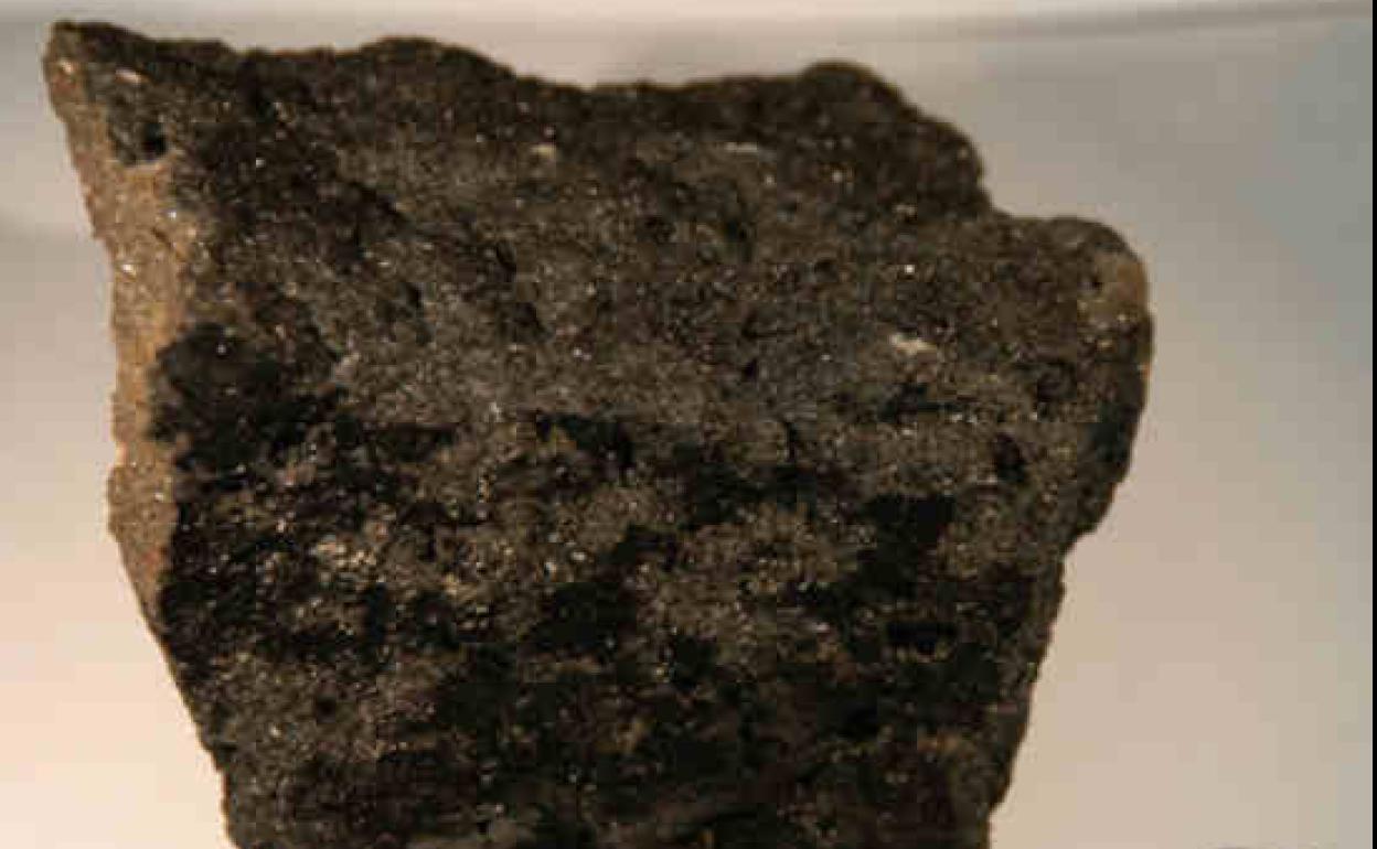 Muestra de un trozo de meteorito encontrado en la Antártida 