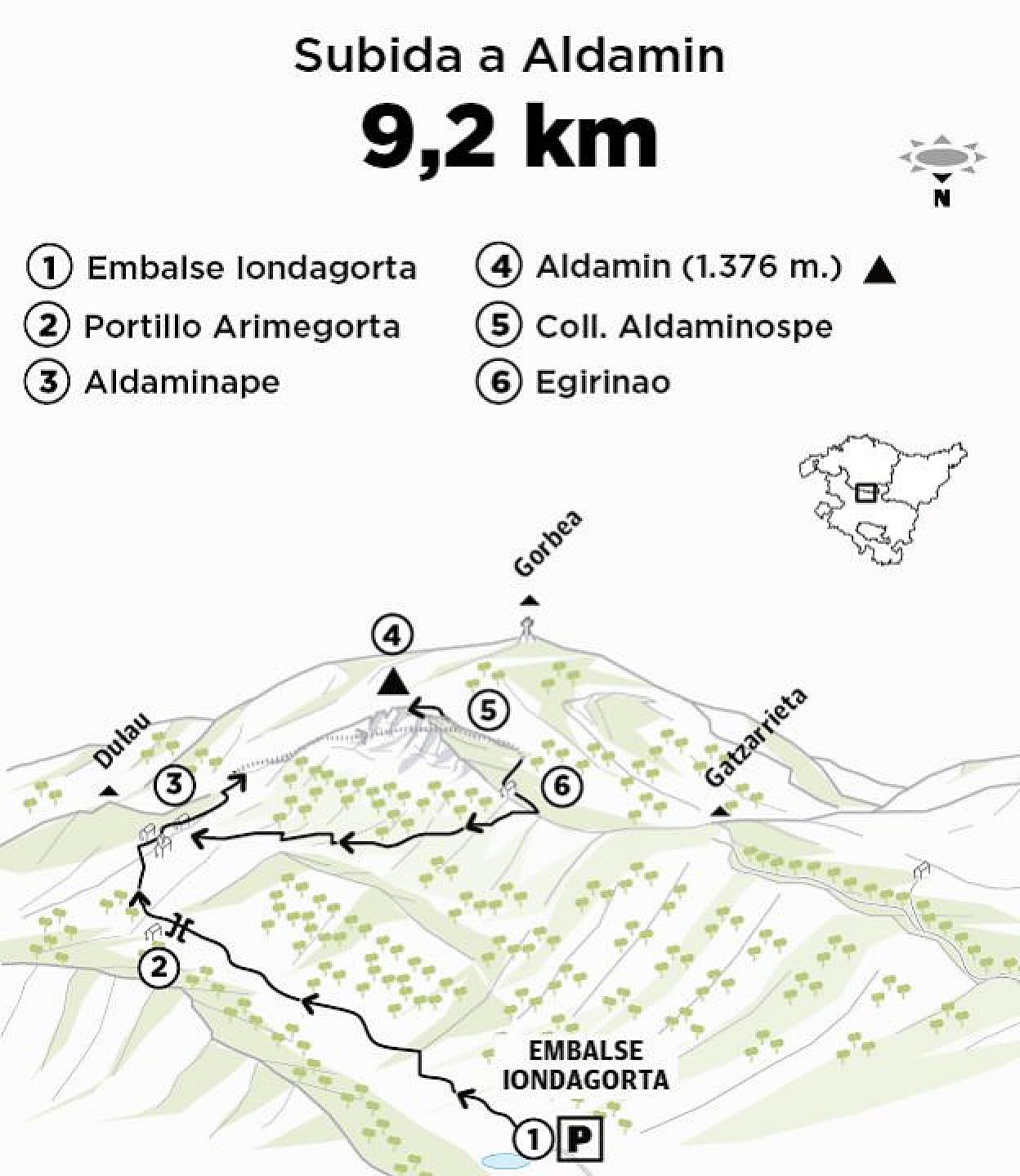 Monte Aldamin (1.373 m.) desde el embalse de Iondagorta