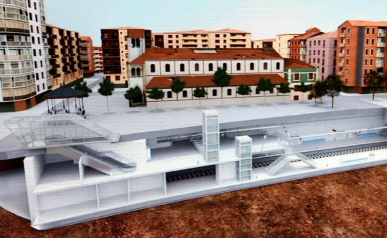 Fotomontaje de la futura estación soterrada de Pasaia, que se construirá bajo la Alameda Gure Zumardia.
