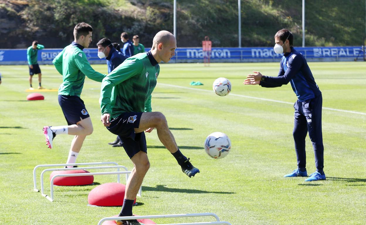 Guridi, durante un entrenamiento en Zubieta.