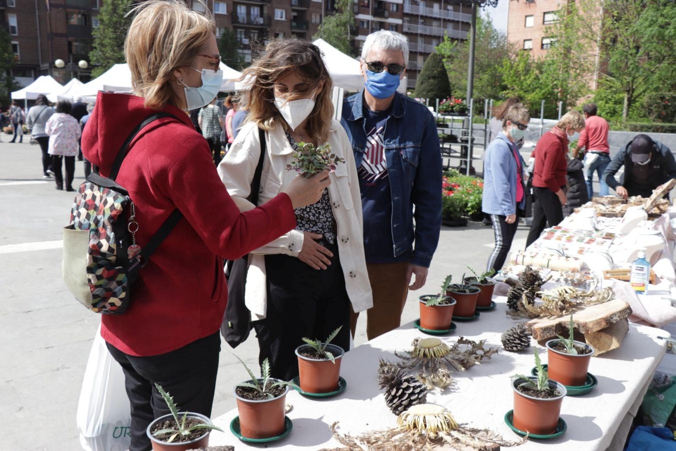 Los lasarteoriotarras han acudido esta mañana a Andatza plaza que ha acogido esta mañana una edición especial de la Feria de Flores y Plantas de Lasarte-Oria.
