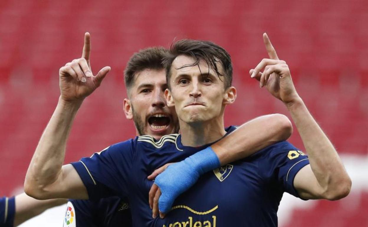 Budimir celebra su último gol en el Wanda Metropolitano.