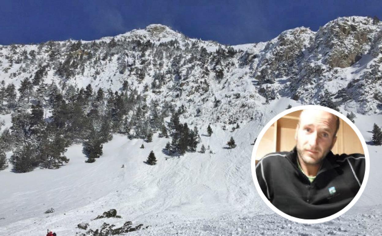 Imagen del lugar donde se produjo el alud que costó la vida a los dos expedicionarios. El montañero de Bergara Unai Pérez de Arenaza.