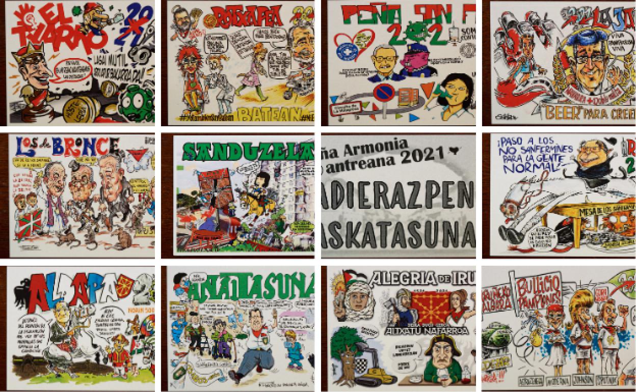 Sanfermines 2021: Las pancartas de las peñas de Pamplona para los segundos 'no Sanfermines'