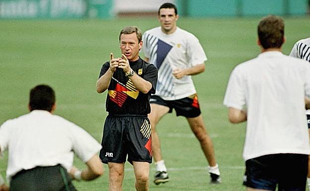 Aranzabal, detrás de Clemente, durante un entrenamiento de preparación para los Juegos de Atlanta.