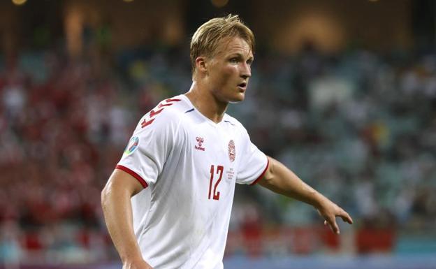 Kasper Dolberg, máximo goleador danés en la Eurocopa. 