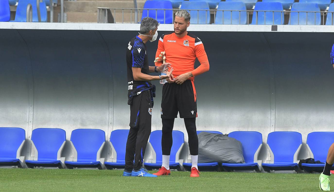El conjunto txuri-urdin ha realizado hoy el último entrenamiento antes del segundo partido de la pretemporada que le enfrentará al equipo babazorro. 