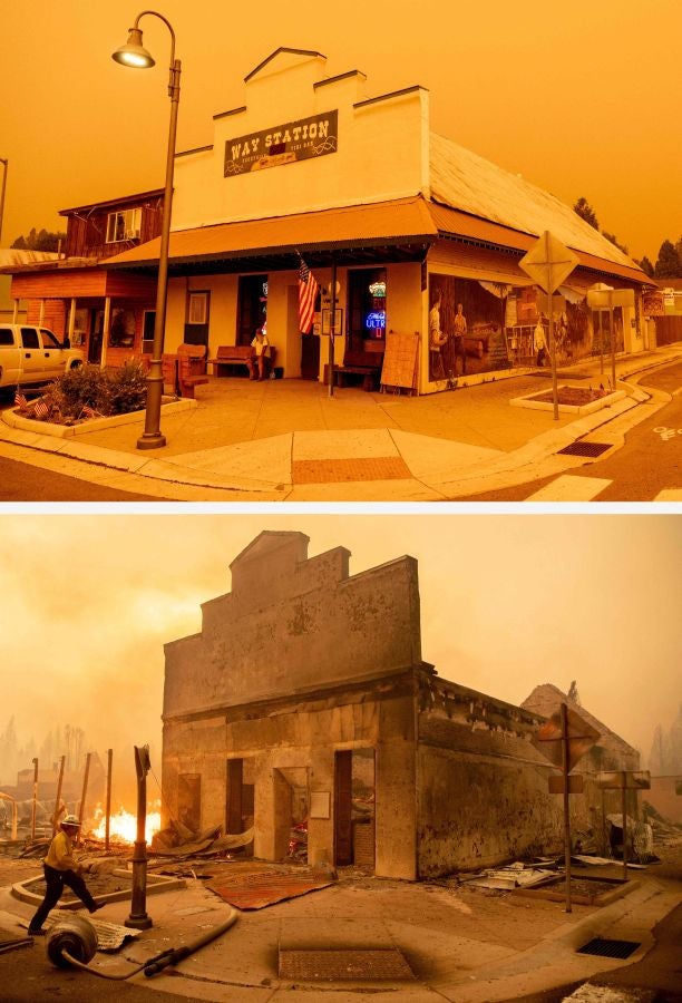 Fotos: Antes y después del incendio Dixie que asola California