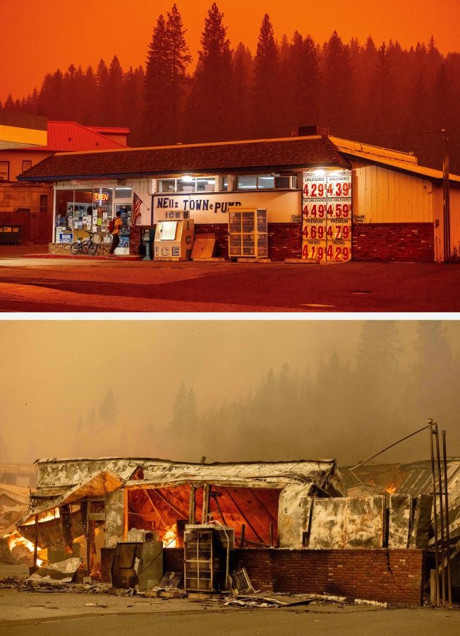 Fotos: Antes y después del incendio Dixie que asola California