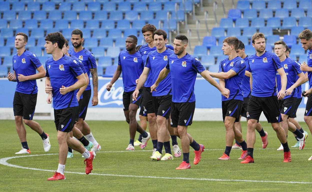 Entrenamiento de la Real Sociedad realizado ayer en Zubieta.