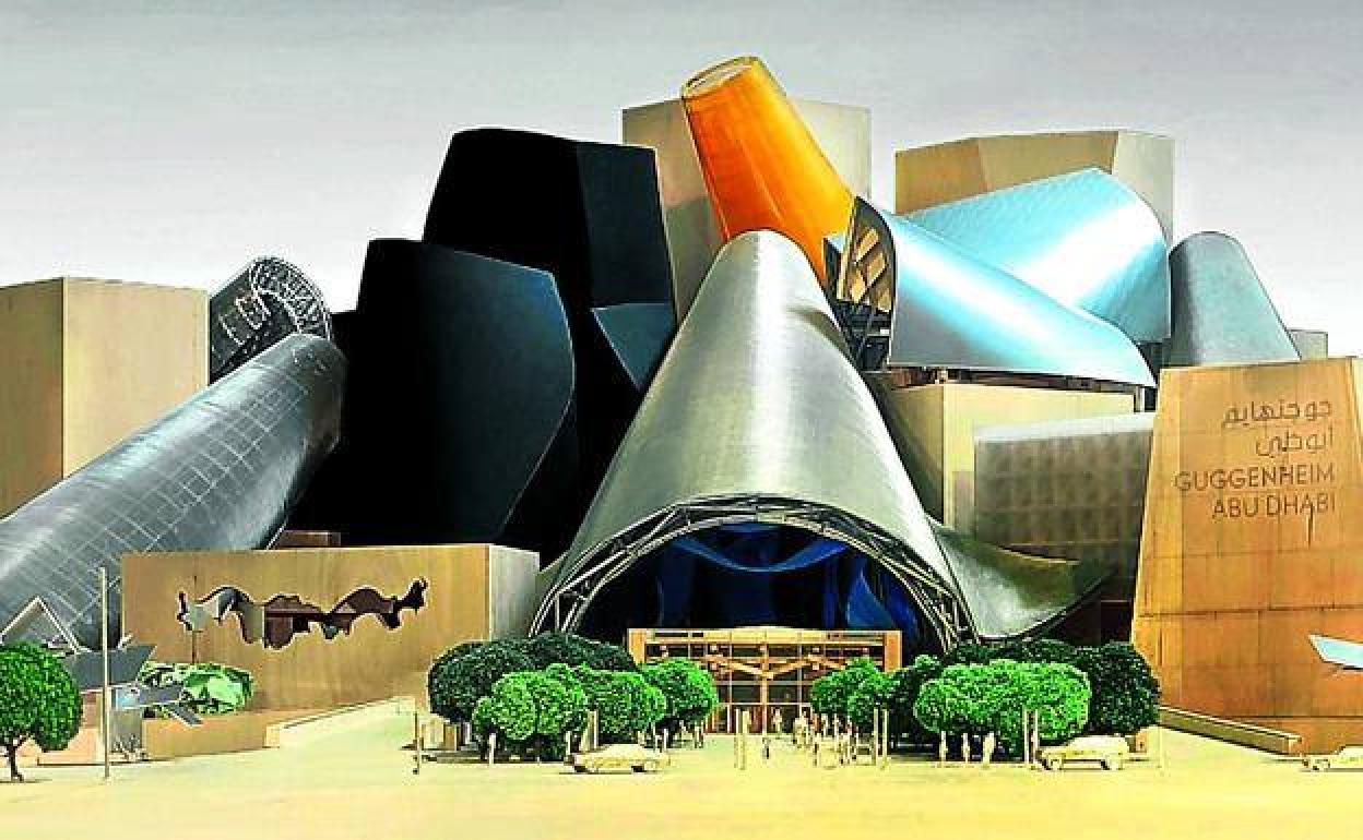 Inconfundible. Gehry ha puesto su característico sello y sus volúmenes superpuestos en el proyecto árabe.