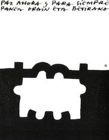 Imagen secundaria 2 - Anoeta. Una imagen de los músicos participantes en el concierto 'Contra el miedo', celebrado en junio de 1995. Participantes en el concierto de Anoeta de 1989, impulsado por Imanol. Cartel de Chillida para la manifestación de 1989. 