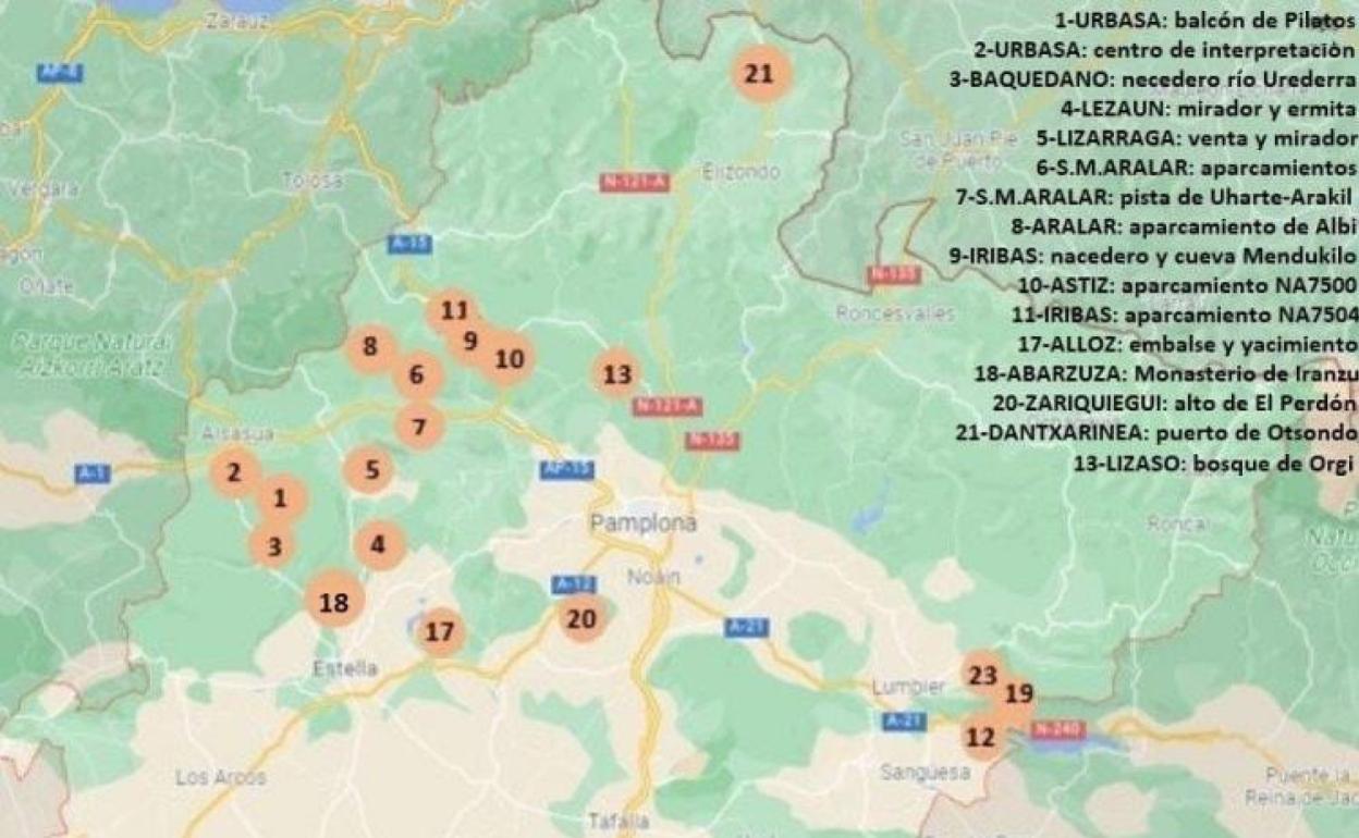 Zonas de robos más habituales.