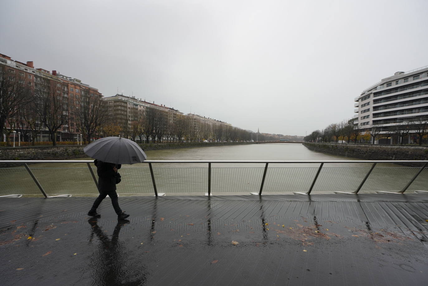 El Urumea baja cargado en Donostia. 