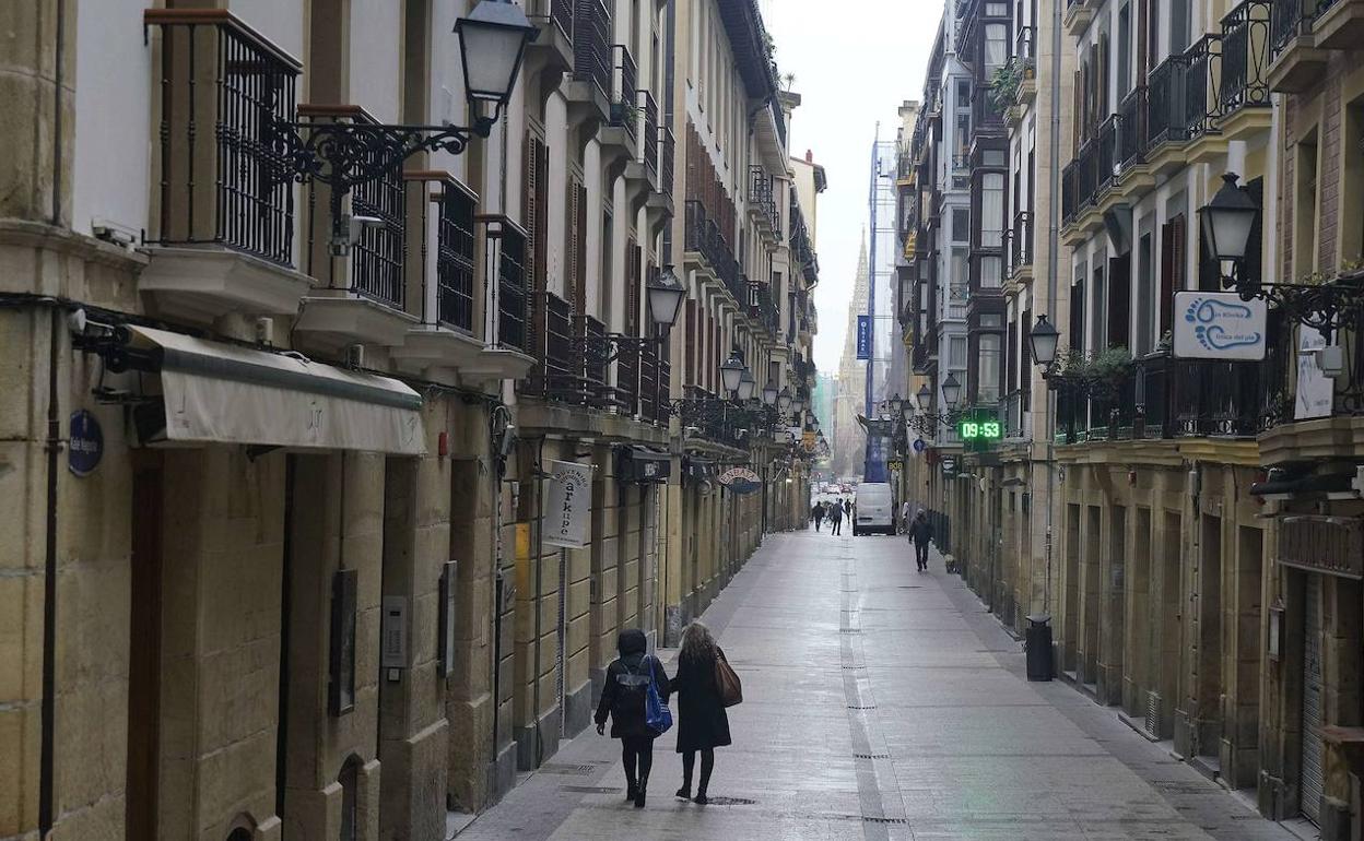 Calles vacías en la Parte Vieja de San Sebastián. 