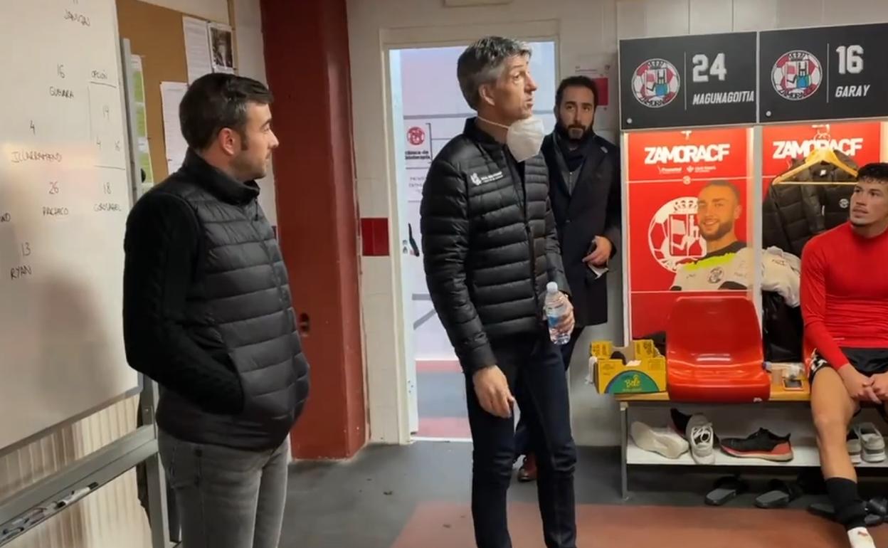 Imanol Alguacil en el vestuario del Zamora