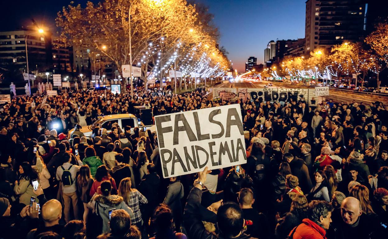 Protesta negacionista hace unos días en Madrid. 