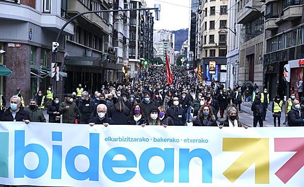 Cabeza de la manifestación de Bilbao.