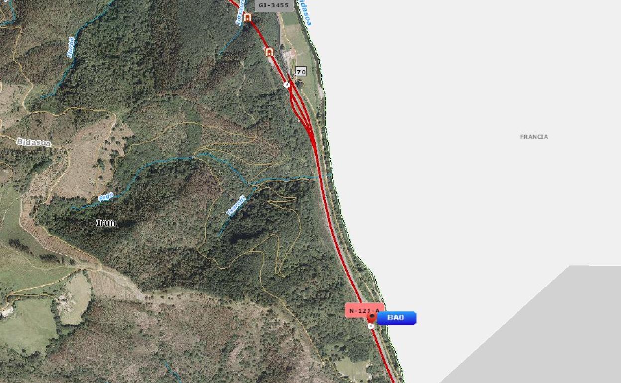 Cortada la N-121-A en Irun, sentido Pamplona, debido a las obras