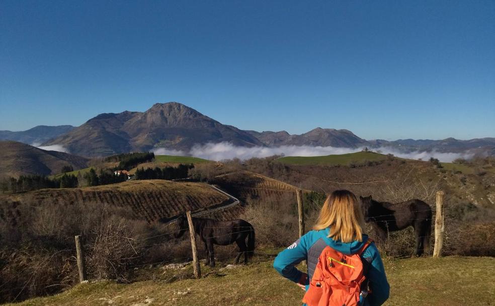 De camino a Santa Engrazia nos encontramos con unas magníficas vistas de la linea de Izarraitz.