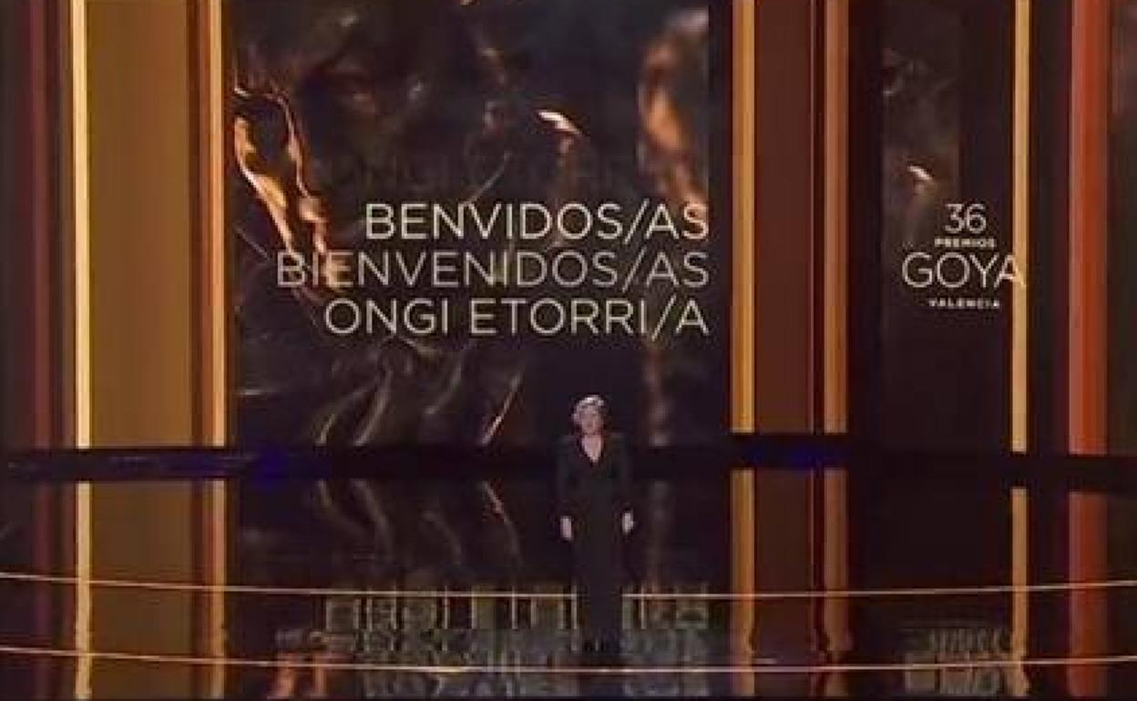 Imagen del error al comienzo de la gala de los premios Goya. 