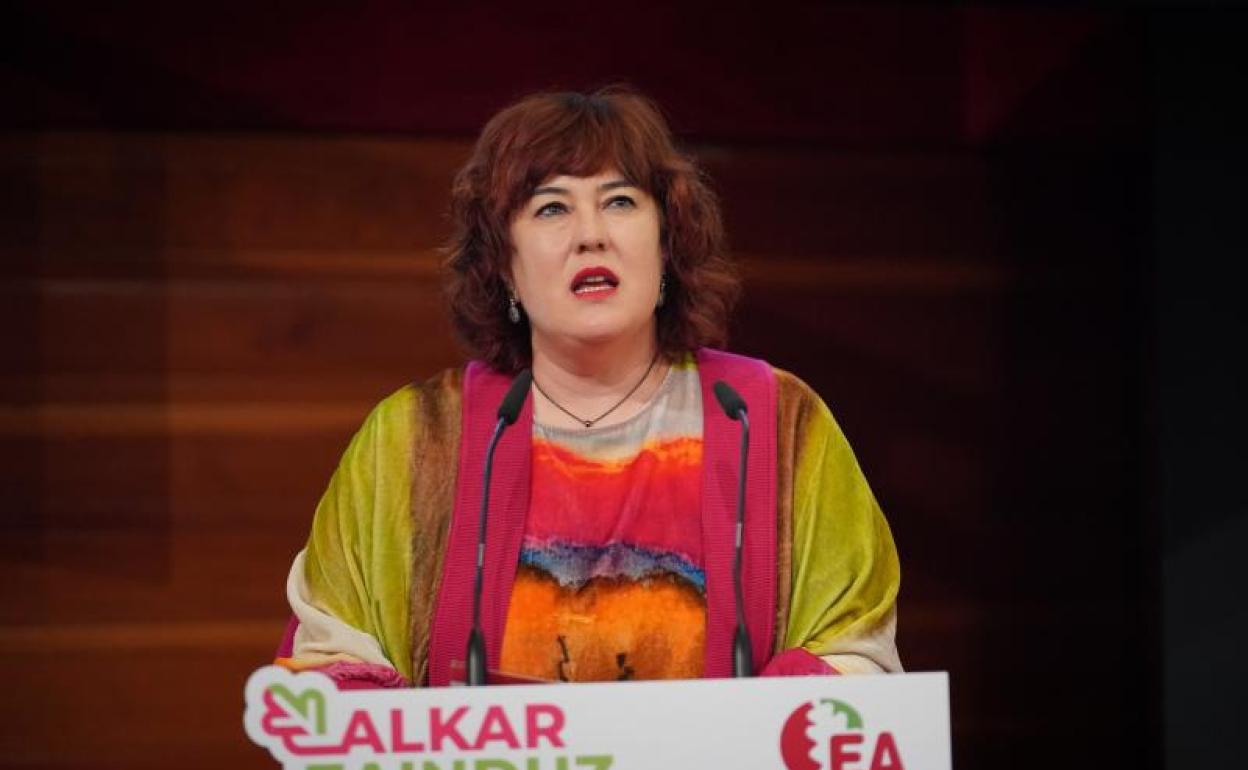 Eba Blanco, este domingo tras ser reelegida secretaria general de EA