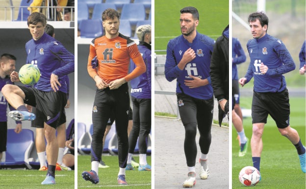 Le Normand, Remiro, Merino y Oyarzabal, en Zubieta.