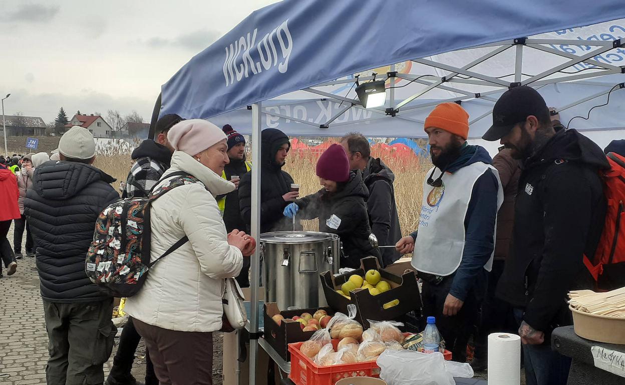Refugiados en el campo de Medyka, en Polonia