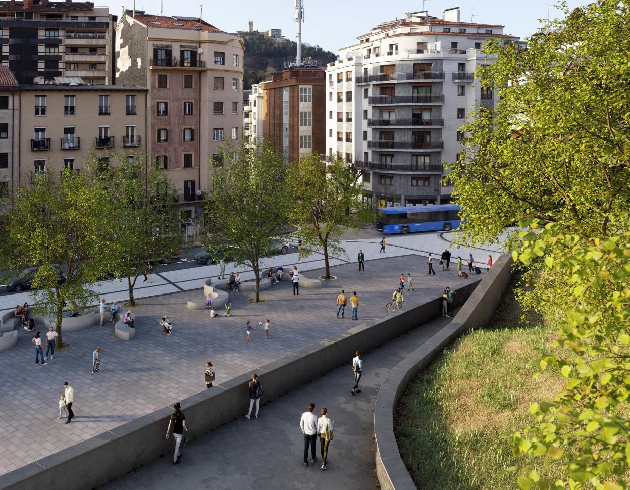 Aspecto que tendrá la nueva plaza Benta Berri una vez reurbanizada. 