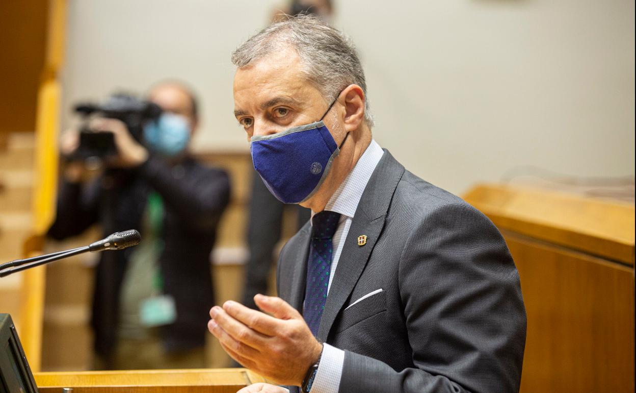 El lehendakari, Iñigo Urkullu, durante una intervención en el Parlamento Vasco. 