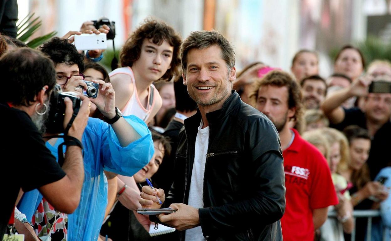 El actor Nikolaj Coster-Waldau cuando visitó el Zinemaldia en 2014, ya en plena popularidad. 